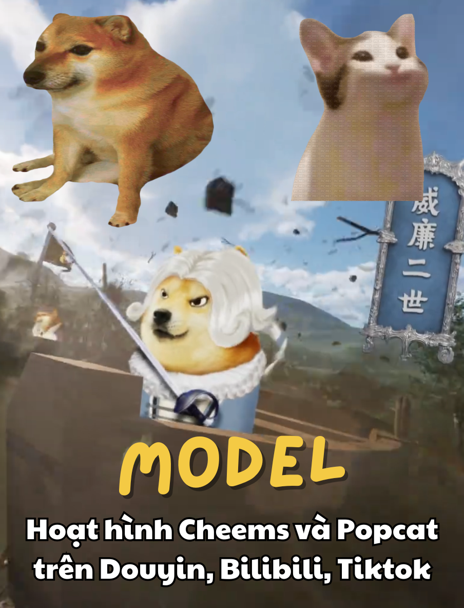 Mô Hình Nhân Vật Chó Cheems, Mèo Popcat Dùng Để Sản Xuất Hoạt Hình