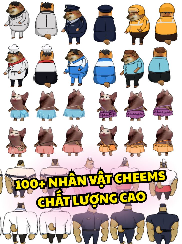 100+ Nhân Vật Chó Cheems, Doge, Mèo Popcat Chất Lượng Cao