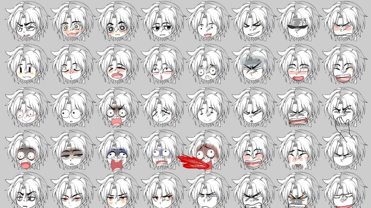 48 Biểu Cảm Thiếu Niên Tóc Trắng Soái Ca Trong Hoạt Hình Điêu Khắc Cát