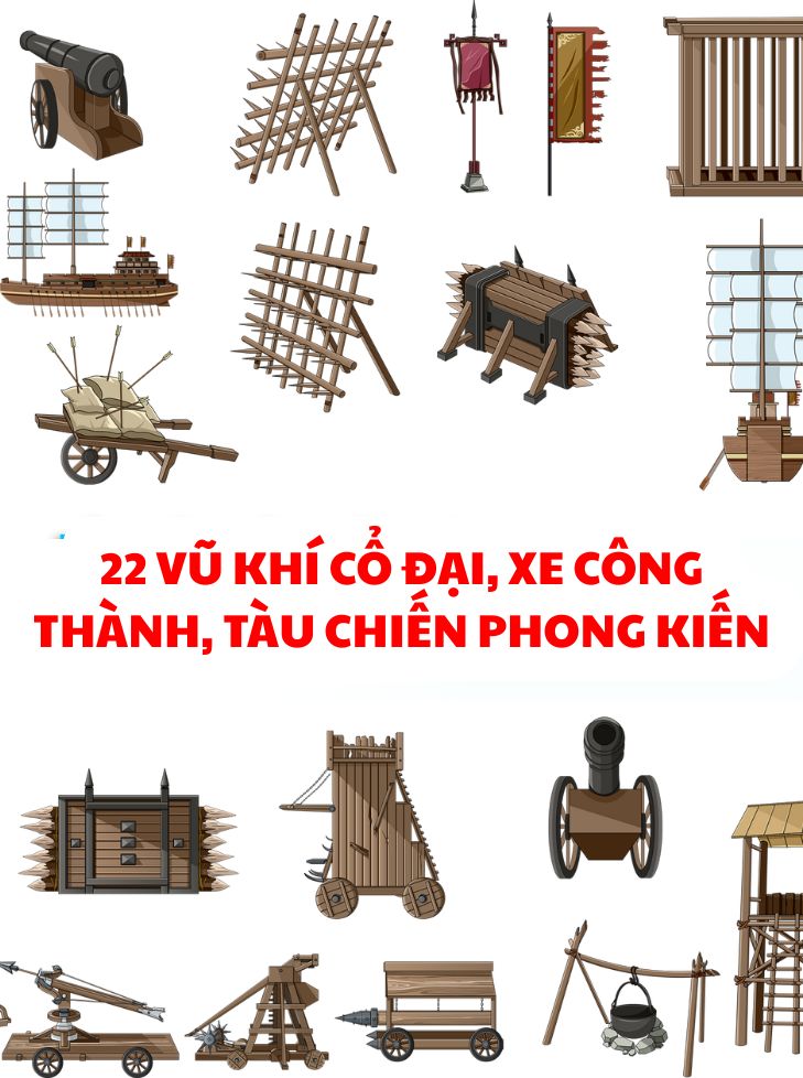 22 Vũ Khí Cổ Đại, Xe Công Thành, Tàu Chiến Phong Kiến Trong Hoạt Hình Điêu Khắc Cát