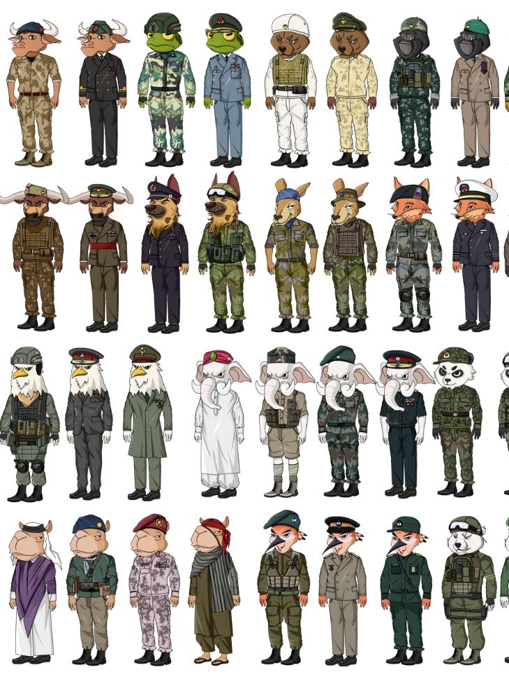 42 Nhân Vật Người Thú, Thú Nhân, Thú Tộc Hiện Đại Quân Đội Trong Hoạt Hình Điêu Khắc Cát